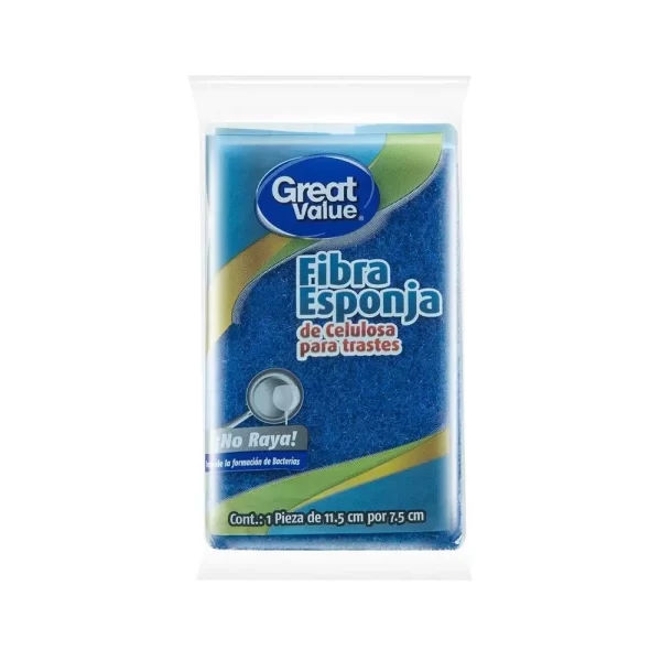 FIBRA C/ESPONJA NO RAYA AZUL GREAT VALUE